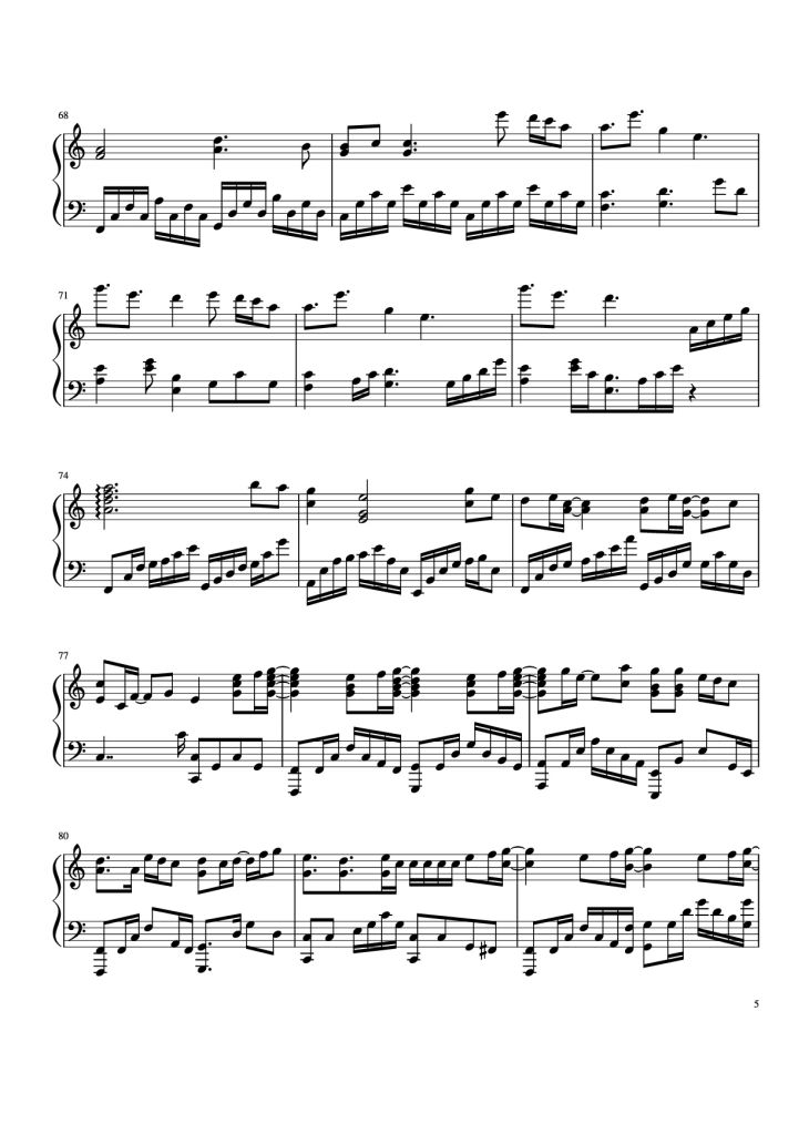 Page 5 of the piano sheet music PDF Piano – Nơi này có anh Piano by Sơn Tùng