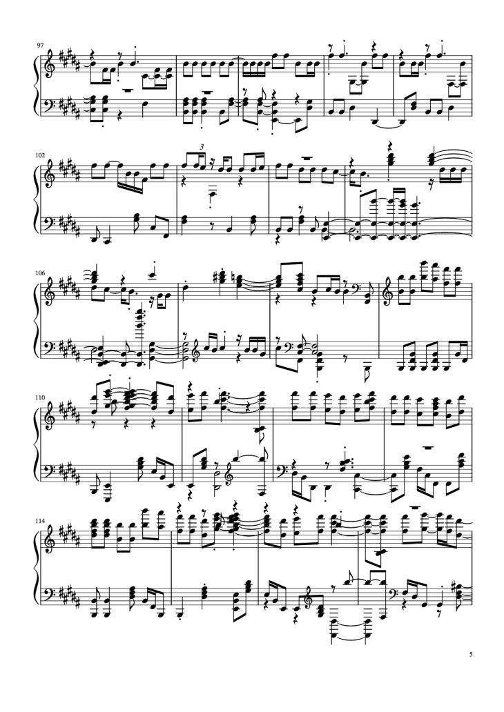 Page 5 of the piano sheet music PDF Piano – Đừng làm trái tim anh đau Piano by Bởi: Sơn Tùng M-PT