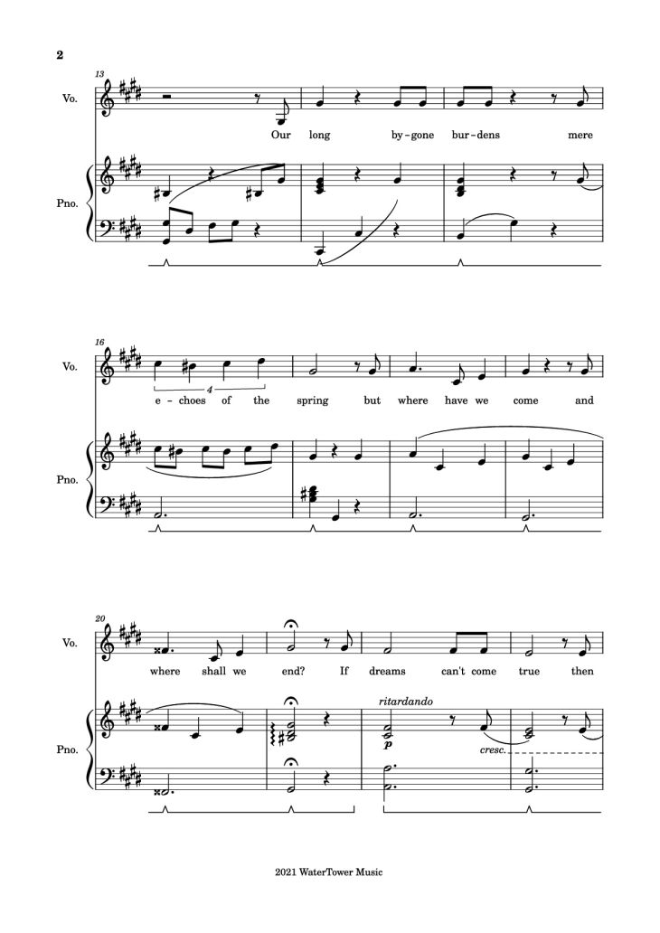 Page 2 of the piano sheet music PDF Piano – Into the Unknown Piano by The Blasting Company