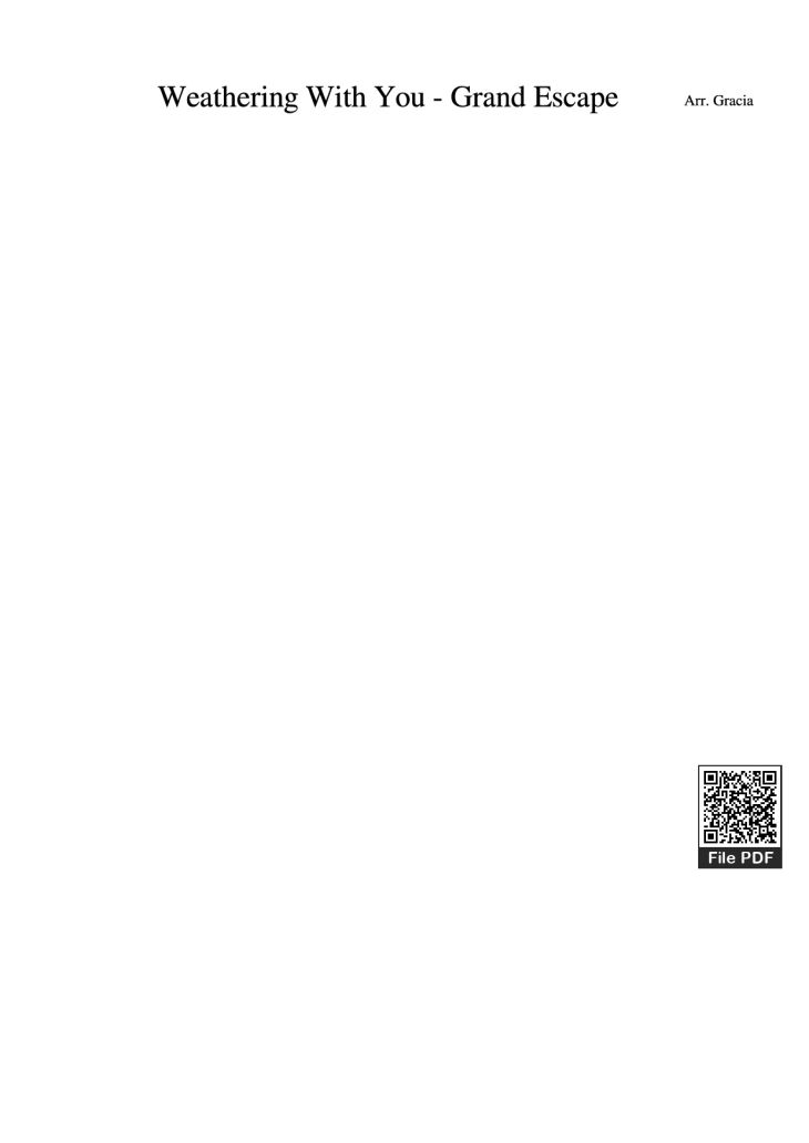 Page 1 of the piano sheet music PDF Piano – Weathering With You - Grand Escape Piano by Arr. Gracia