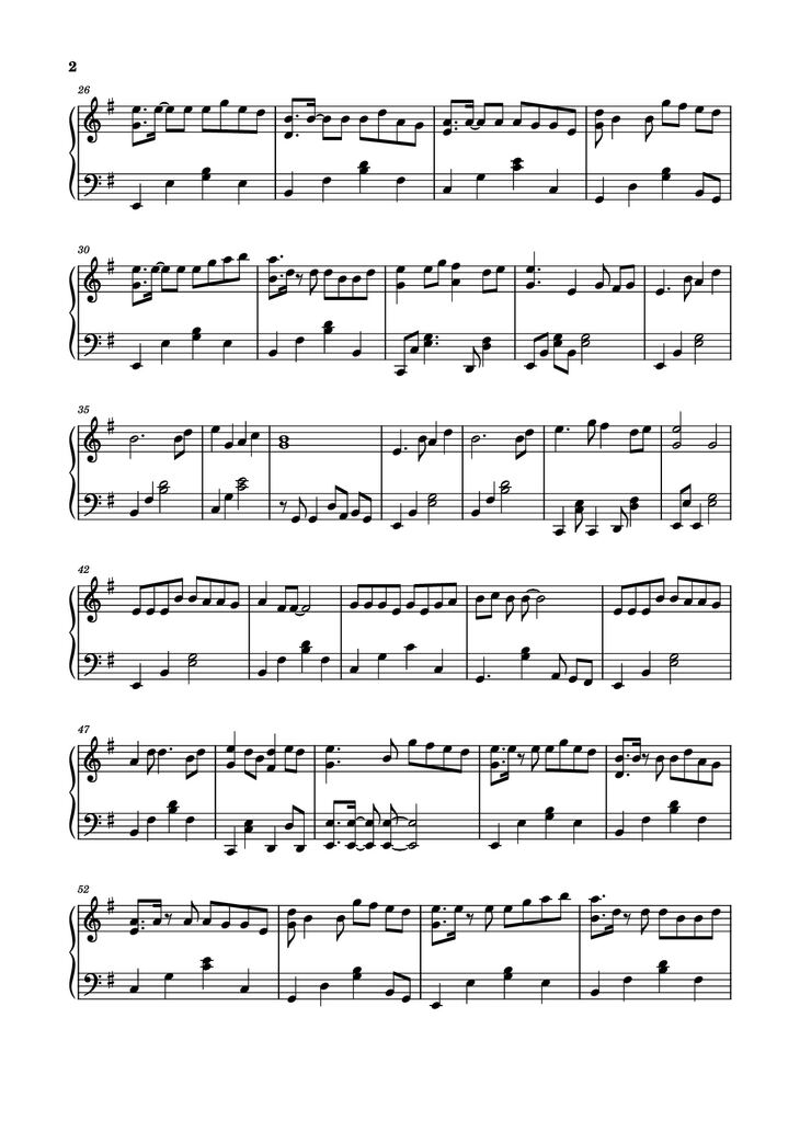 Page 2 of the piano sheet music PDF Piano – 晚风作酒 (Vãn Phong Tác Tửu) Piano by Jessy Chen