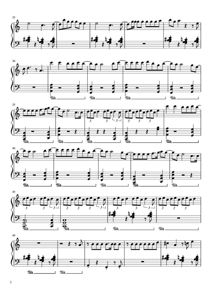 Page 2 of the piano sheet music PDF Piano – No Tears Left to Cry Piano by Ariana Grande, Max Martin and Savan Kotecha