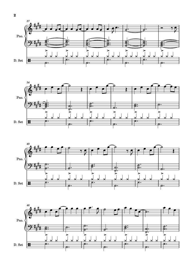 Page 2 of the piano sheet music PDF Piano – Those Eyes Piano by Words and Music by