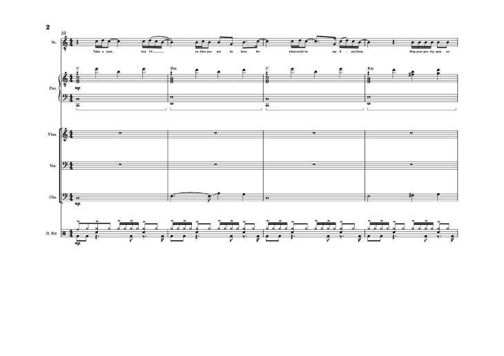 Page 2 of the piano sheet music PDF – The Line Piano by Twenty one pilots
