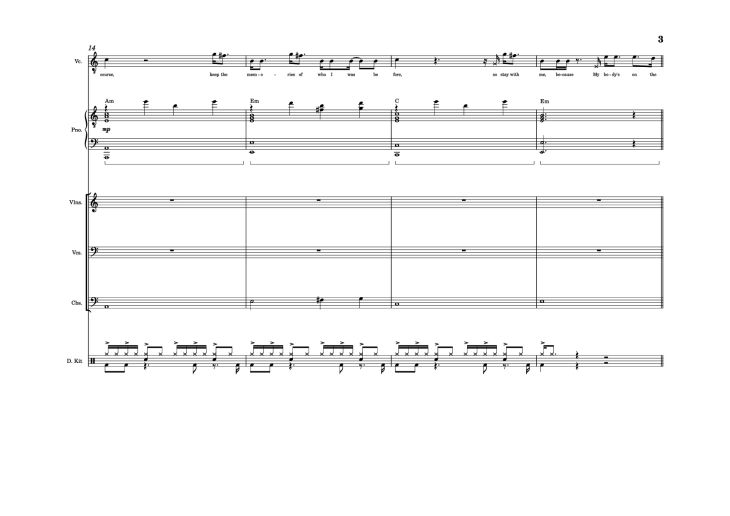 Page 3 of the piano sheet music PDF – The Line Piano by Twenty one pilots