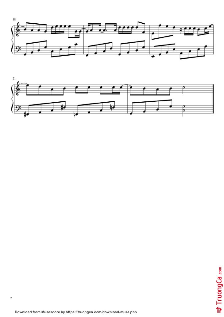 Page 2 of the piano sheet music PDF Piano – Nothing gonna change my love for you Piano easy by George Benson
