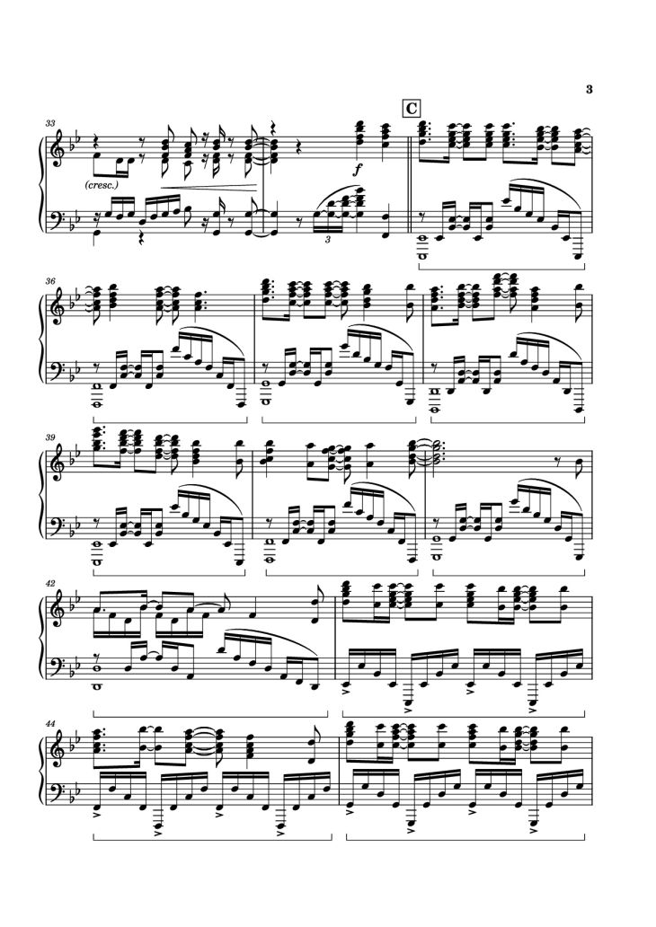 Page 3 of the piano sheet music PDF Piano – unravel Piano by Animenz