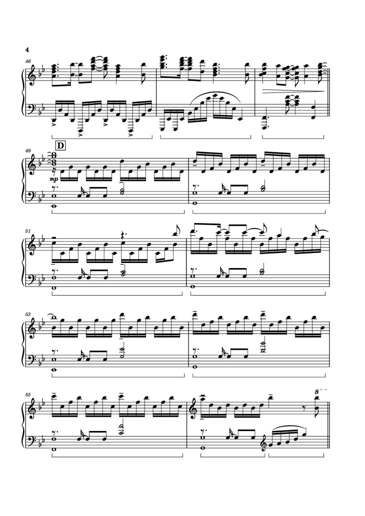 Page 4 of the piano sheet music PDF Piano – unravel Piano by Animenz