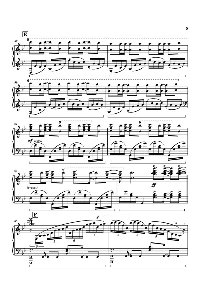 Page 5 of the piano sheet music PDF Piano – unravel Piano by Animenz