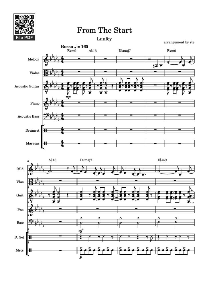 Page 1 of the piano sheet music PDF Piano Guitar Tab – From The Start Piano by Arrangement by ste