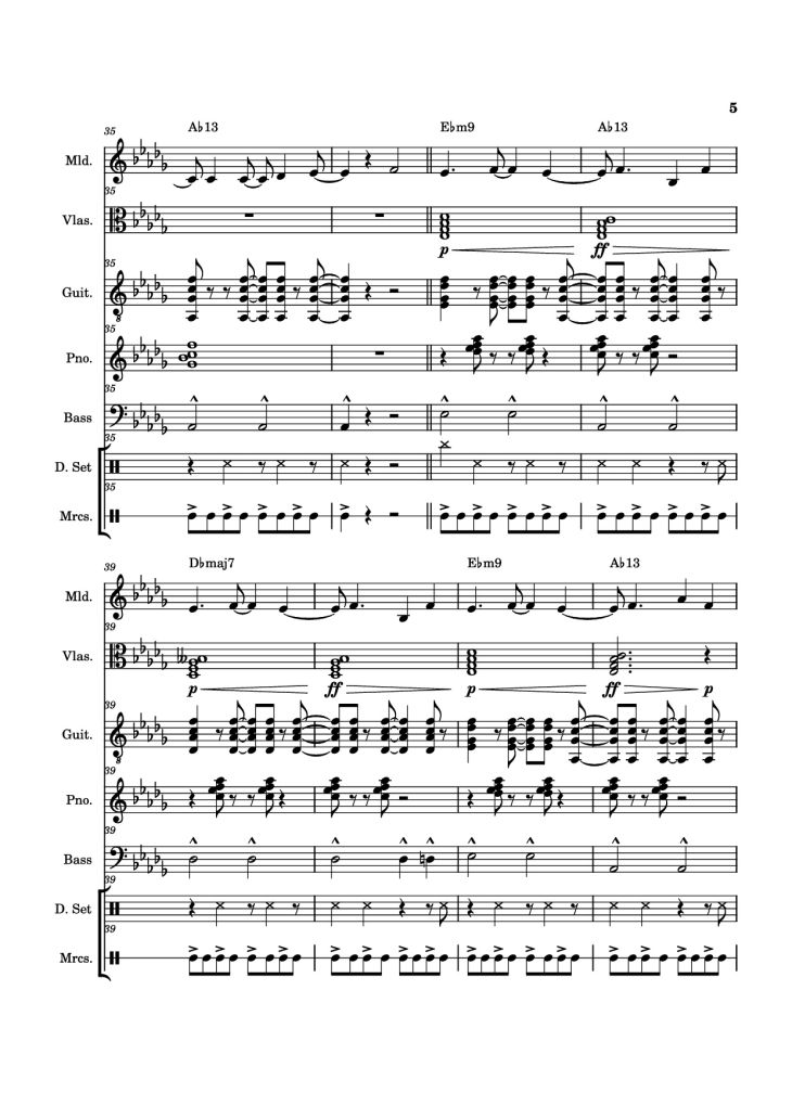 Page 5 of the piano sheet music PDF Piano Guitar Tab – From The Start Piano by Arrangement by ste