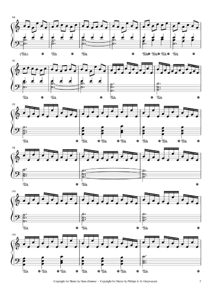 Page 3 of the piano sheet music PDF Piano – Interstellar Piano by Hans Zimmer