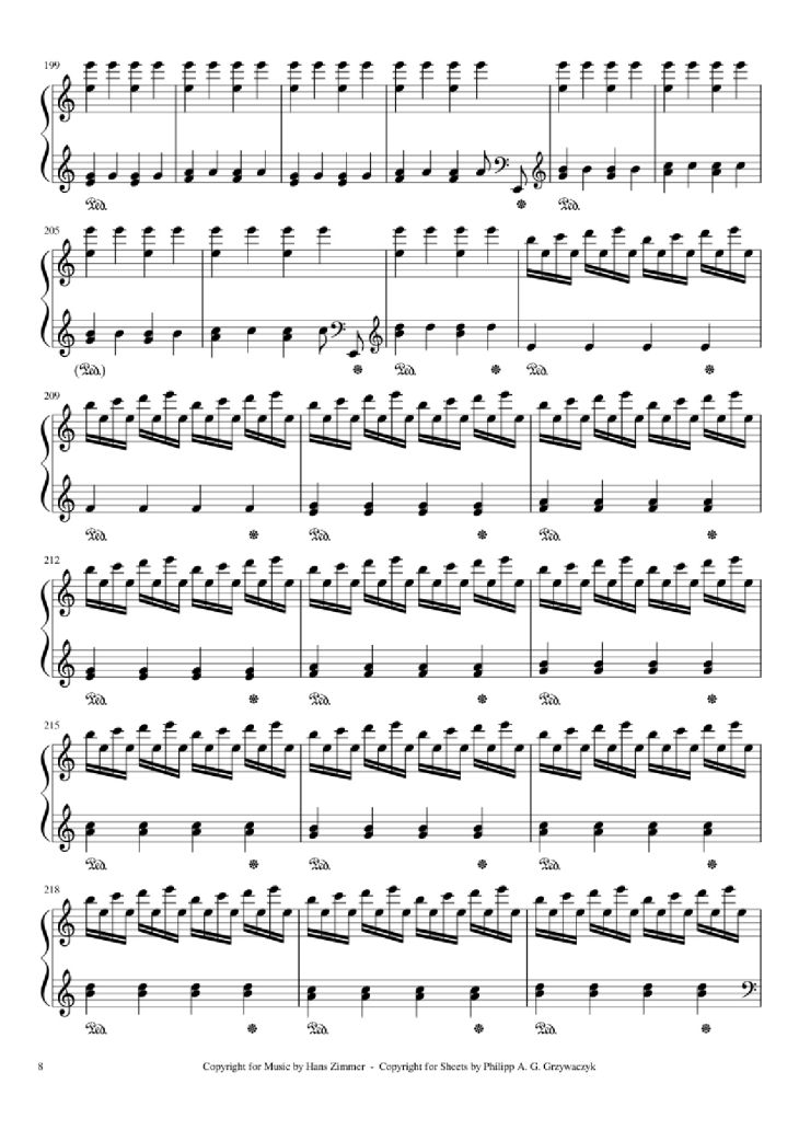 Page 8 of the piano sheet music PDF Piano – Interstellar Piano by Hans Zimmer