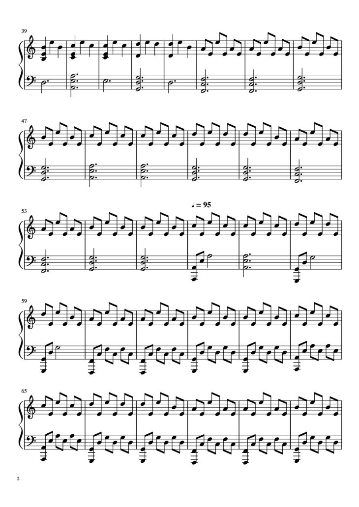 Page 2 of the piano sheet music PDF Piano – Interstellar Main Theme Piano (Easy) by Hans Zimmer