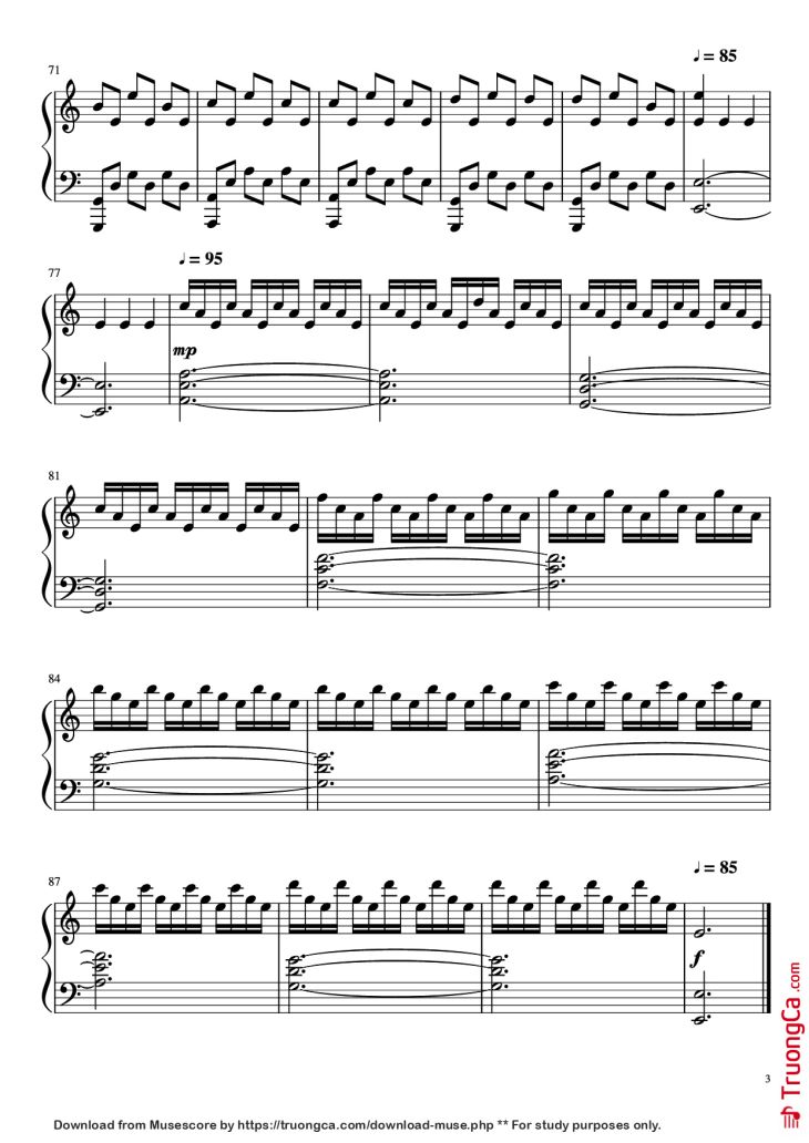Page 3 of the piano sheet music PDF Piano – Interstellar Main Theme Piano (Easy) by Hans Zimmer