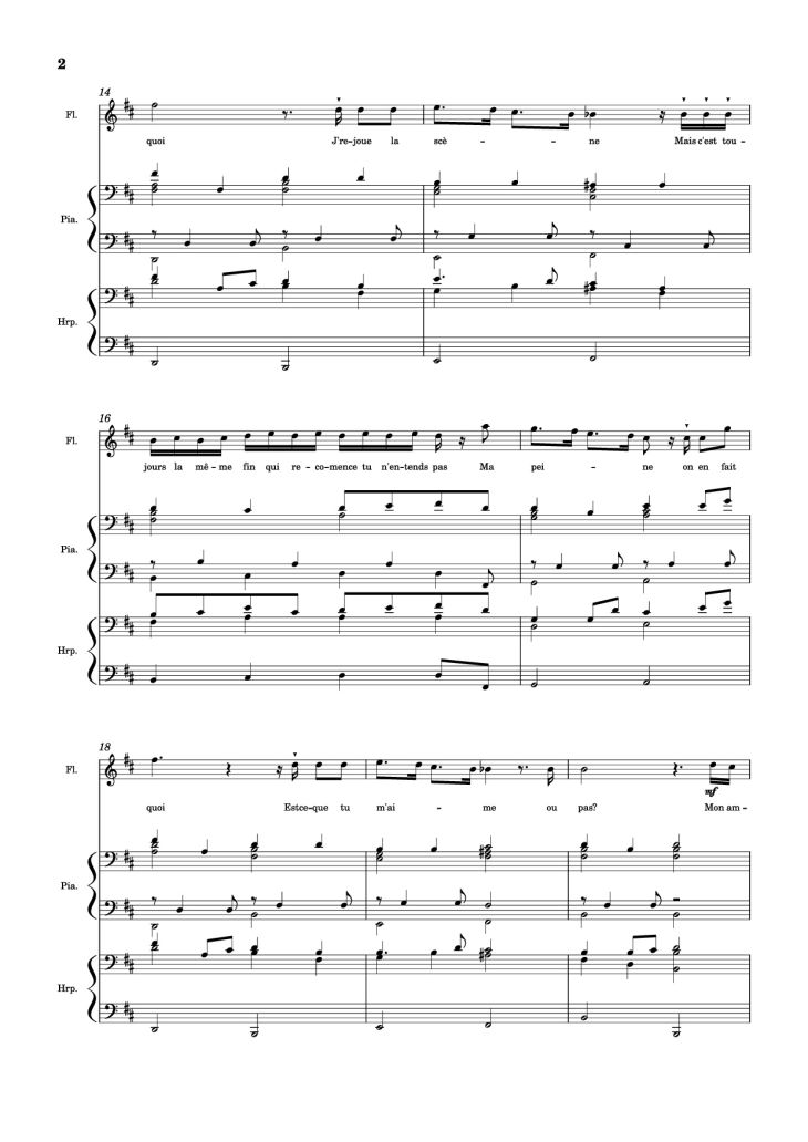 Page 2 of the piano sheet music PDF Piano Guitar Tab – MON AMOUR Piano by Slimane