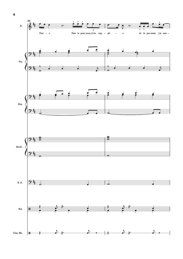 Page 4 of the piano sheet music PDF Piano Guitar Tab – MON AMOUR Piano by Slimane