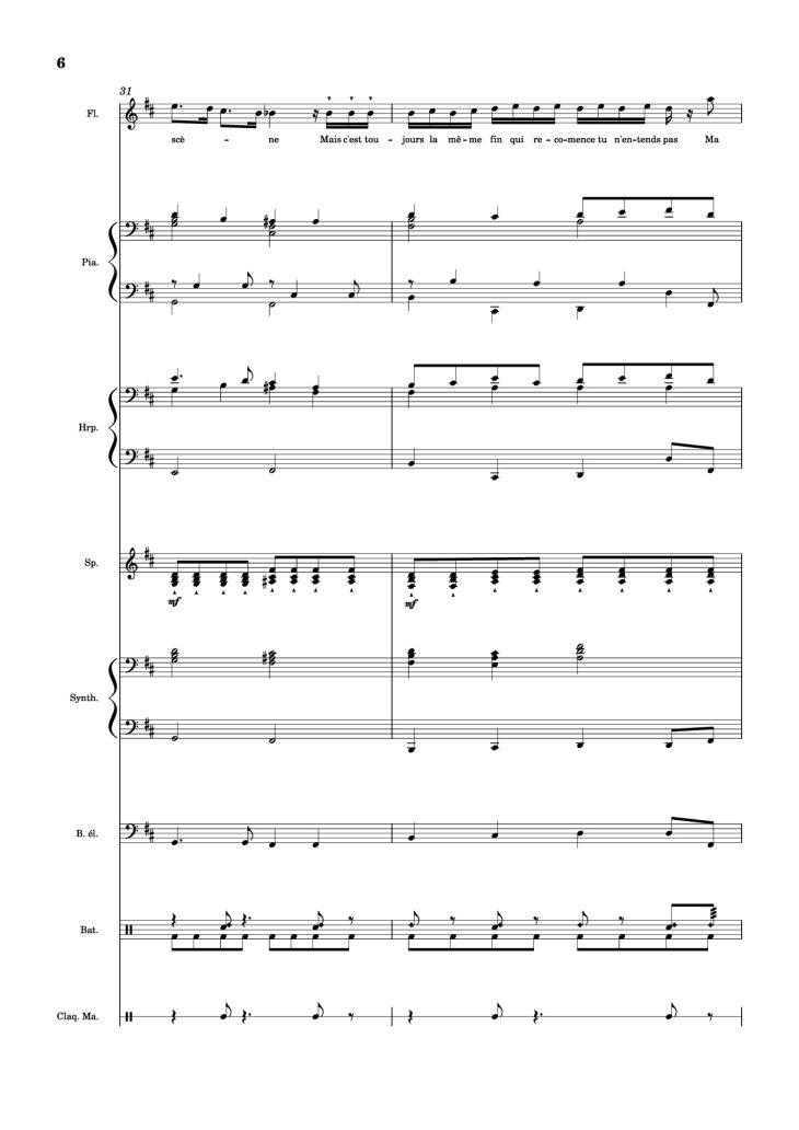 Page 6 of the piano sheet music PDF Piano Guitar Tab – MON AMOUR Piano by Slimane