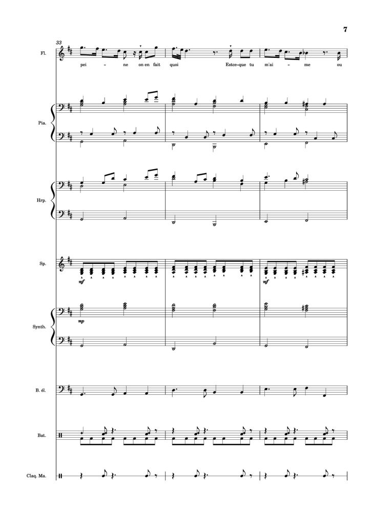 Page 7 of the piano sheet music PDF Piano Guitar Tab – MON AMOUR Piano by Slimane