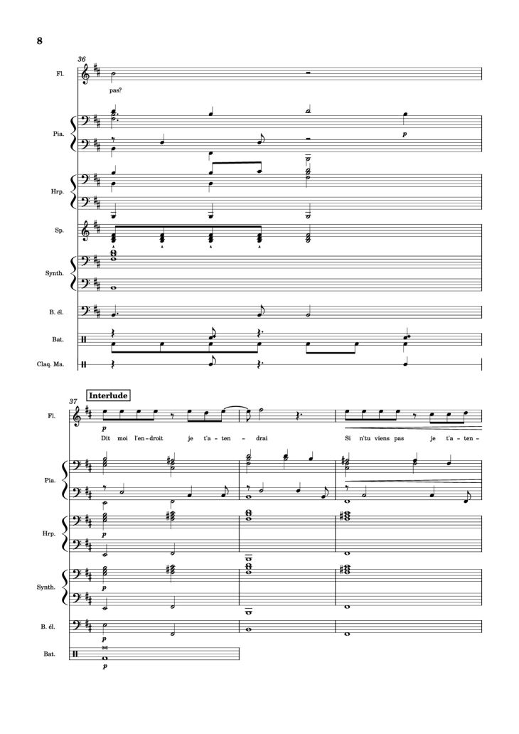 Page 8 of the piano sheet music PDF Piano Guitar Tab – MON AMOUR Piano by Slimane