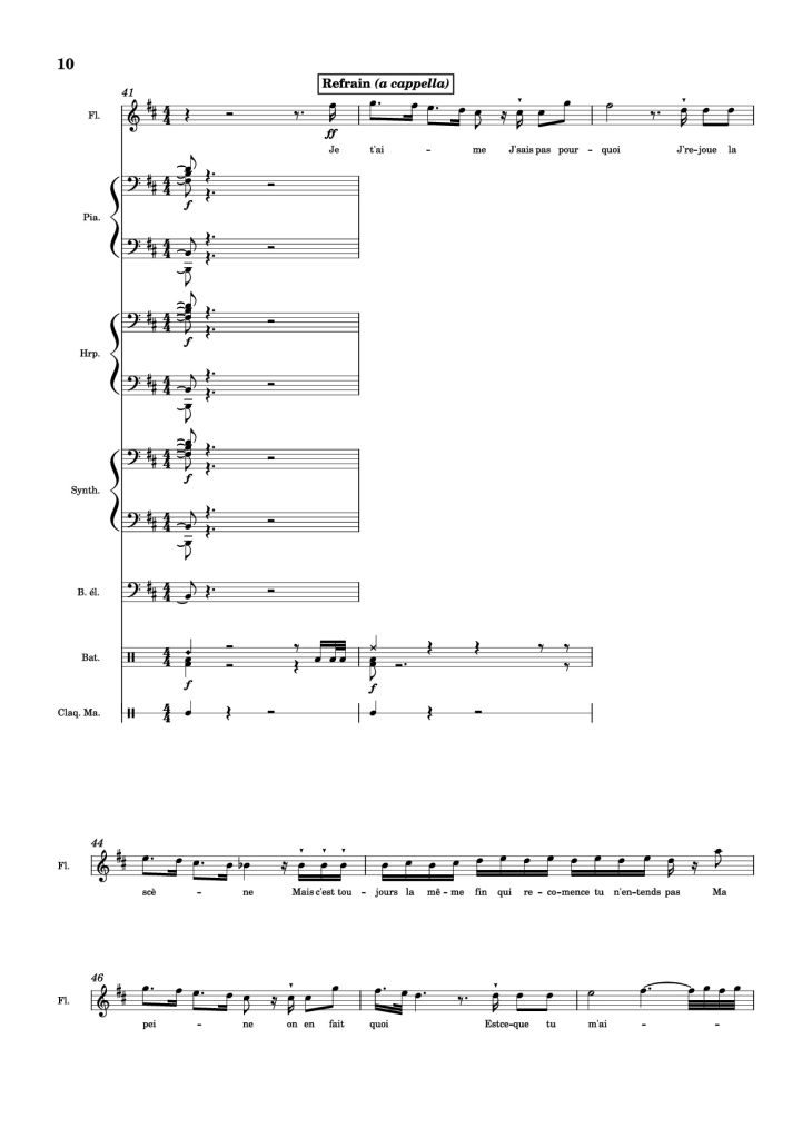 Page 10 of the piano sheet music PDF Piano Guitar Tab – MON AMOUR Piano by Slimane
