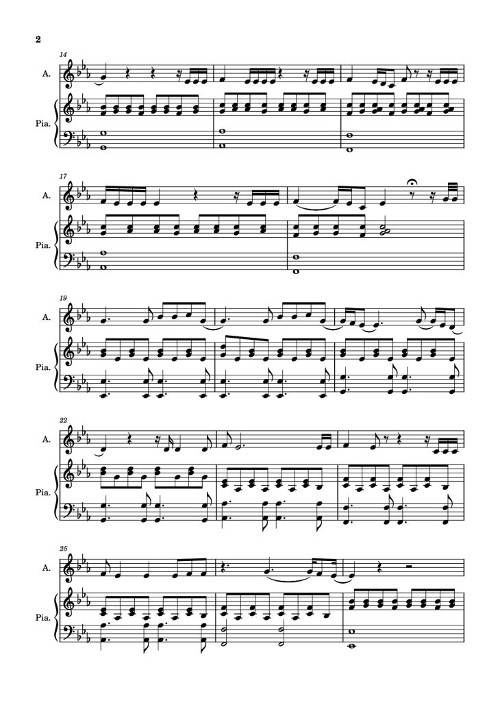 Page 2 of the piano sheet music PDF Piano – Pop corn salé Piano by N. Poz