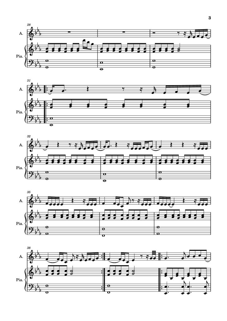Page 3 of the piano sheet music PDF Piano – Pop corn salé Piano by N. Poz