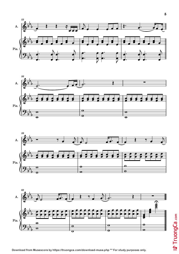 Page 5 of the piano sheet music PDF Piano – Pop corn salé Piano by N. Poz