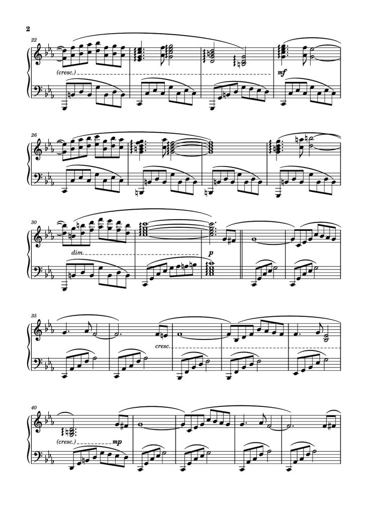 Page 2 of the piano sheet music PDF Piano – Shadow of the Moon Piano by Masao Aichi