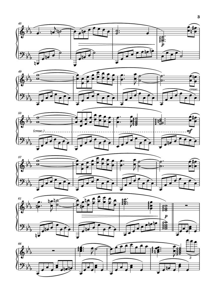 Page 3 of the piano sheet music PDF Piano – Shadow of the Moon Piano by Masao Aichi