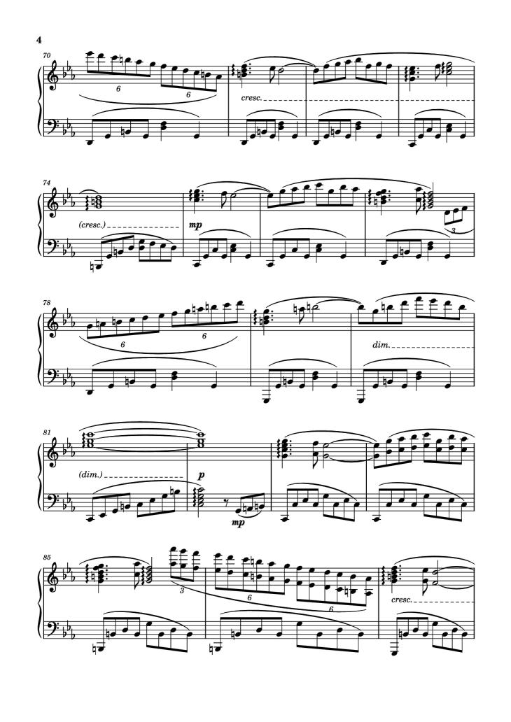 Page 4 of the piano sheet music PDF Piano – Shadow of the Moon Piano by Masao Aichi