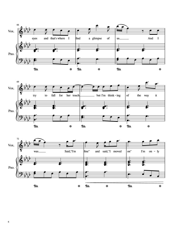 Page 6 of the piano sheet music PDF Piano – Glimpse Of Us Piano by Joji arr. Daniel Almaraz