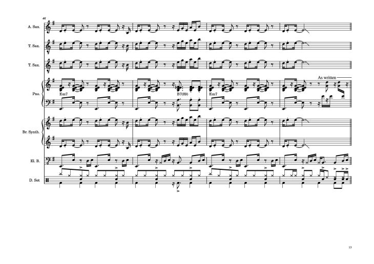 Page 13 of the piano sheet music PDF Piano Guitar Tab – 176th Street Piano by Transcribed by