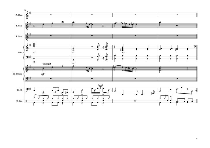 Page 19 of the piano sheet music PDF Piano Guitar Tab – 176th Street Piano by Transcribed by