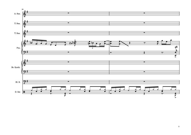 Page 21 of the piano sheet music PDF Piano Guitar Tab – 176th Street Piano by Transcribed by