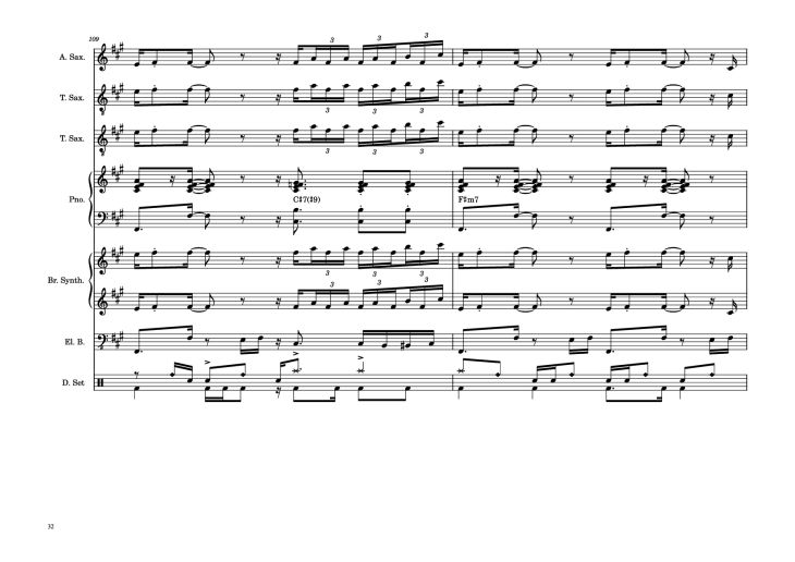 Page 32 of the piano sheet music PDF Piano Guitar Tab – 176th Street Piano by Transcribed by