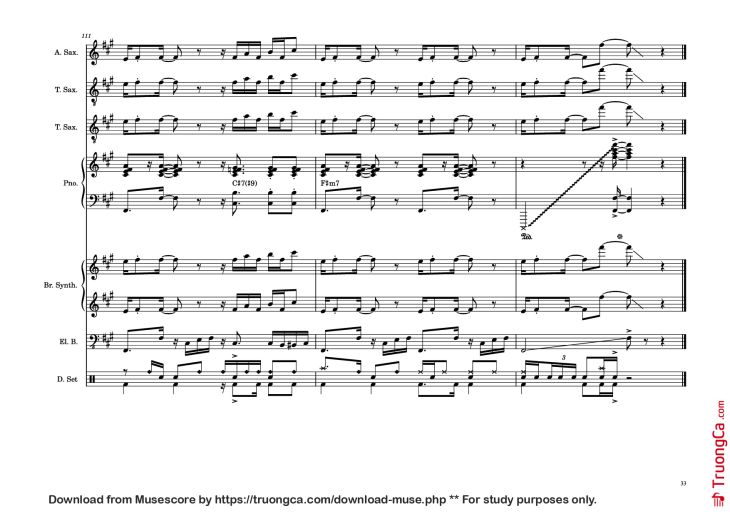 Page 33 of the piano sheet music PDF Piano Guitar Tab – 176th Street Piano by Transcribed by