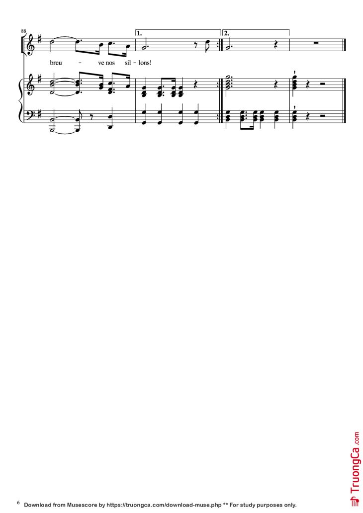 Page 6 of the piano sheet music PDF Piano – La Marseillaise Piano by Claude Joseph Rouget de Lisle