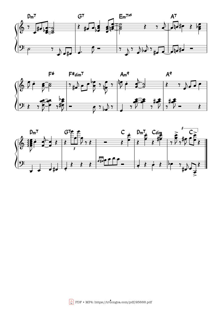 Page 4 of the piano sheet music PDF Piano – FLY ME TO THE MOON Piano by Bart Howard