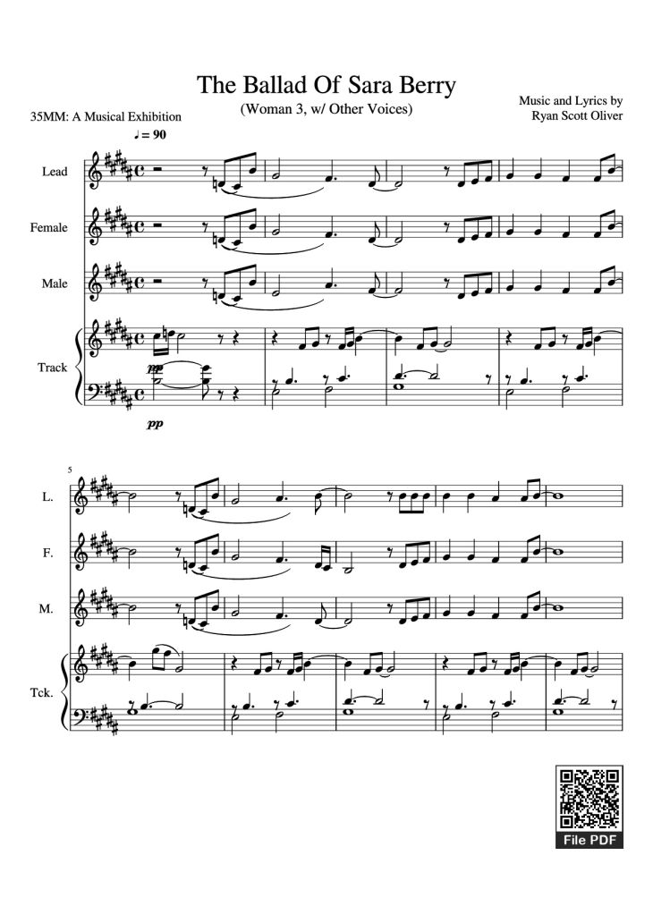 Page 1 of the piano sheet music PDF Piano – The Ballad Of Sara Berry Piano by Music and Lyrics by
