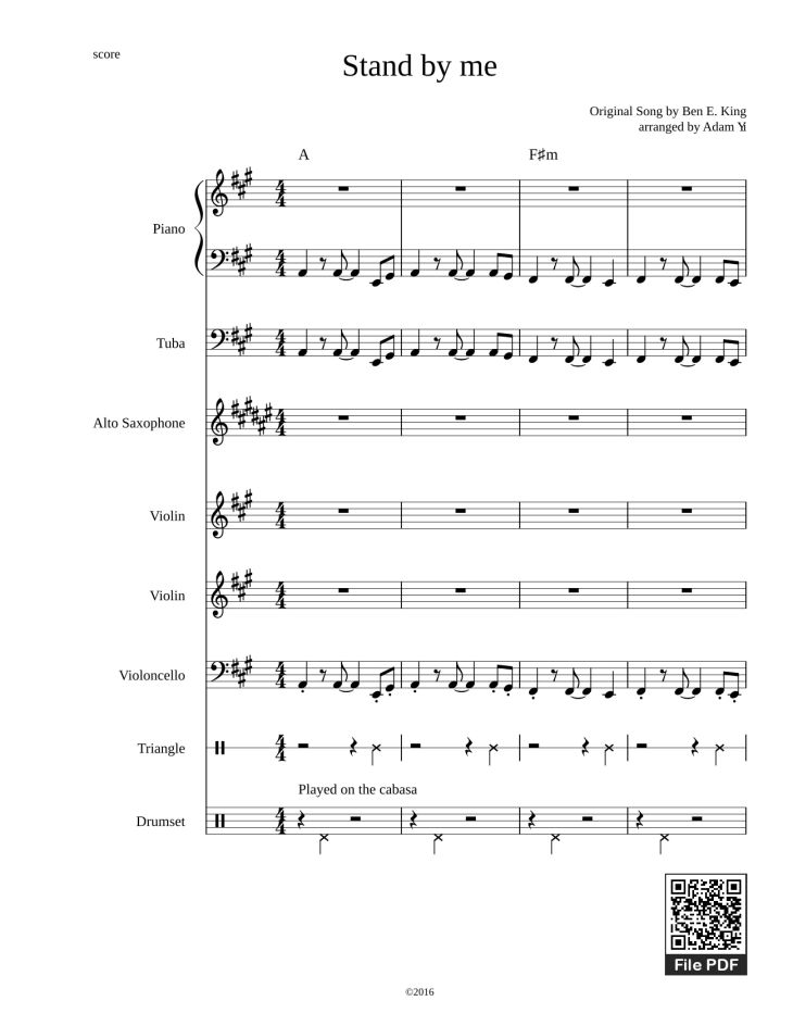 Page 1 of the piano sheet music PDF – Stand by me Piano by Adamkyi