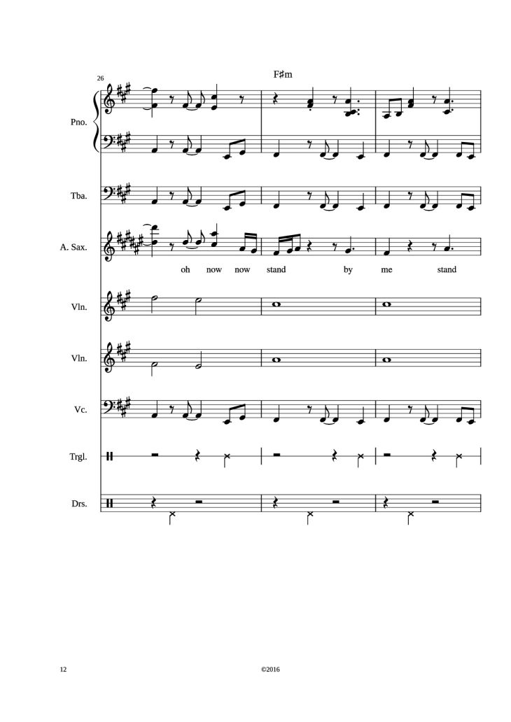 Page 12 of the piano sheet music PDF – Stand by me Piano by Adamkyi