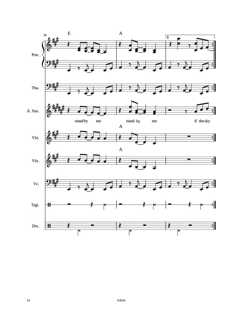 Page 14 of the piano sheet music PDF – Stand by me Piano by Adamkyi