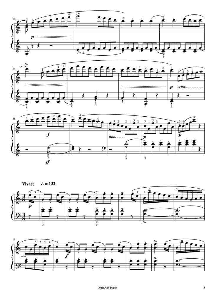 Page 3 of the piano sheet music PDF Piano – Sonatine Op 55 No 1 Piano by Kuhlau
