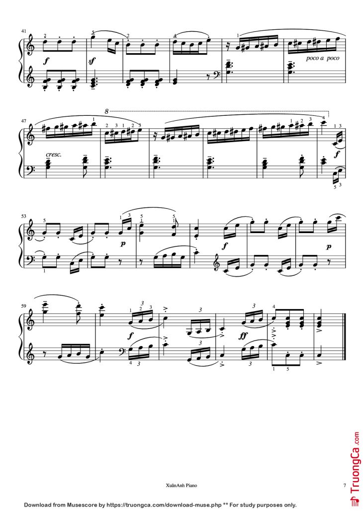 Page 7 of the piano sheet music PDF Piano – Sonatine Op 55 No 1 Piano by Kuhlau