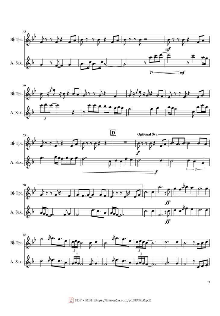 Page 3 of the piano sheet music PDF Piano – Stand By Me Piano by Ben E King/ Florence and the Machine