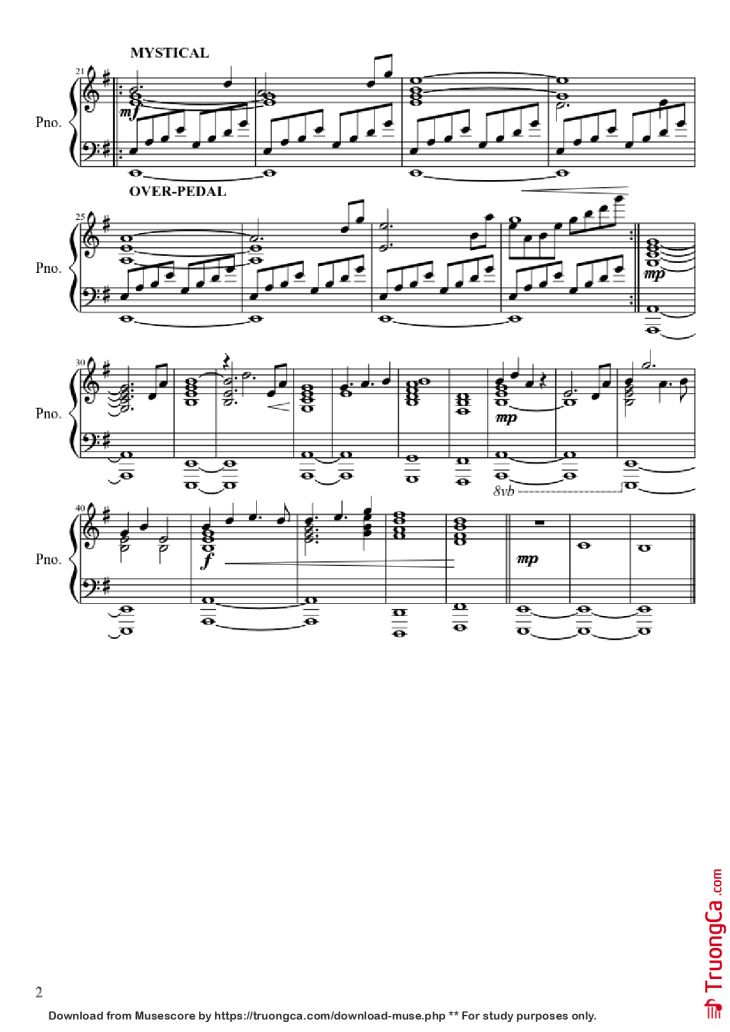 Page 2 of the piano sheet music PDF Piano – Moog City Piano by C418