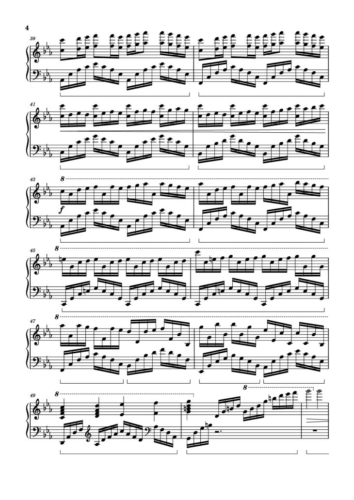 Page 4 of the piano sheet music PDF Piano – ICARUS Piano by Arr.: Dave