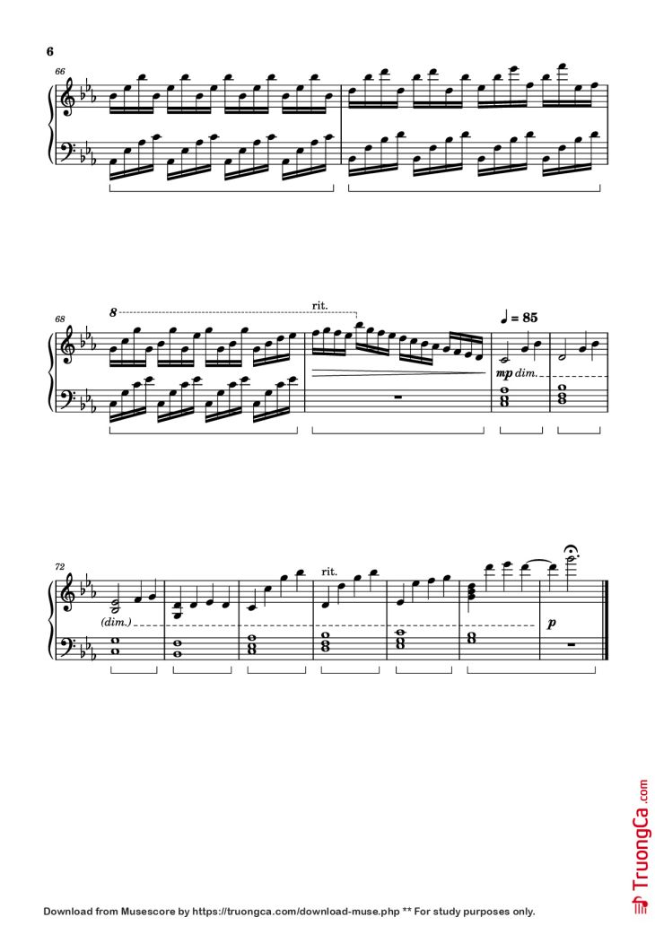 Page 6 of the piano sheet music PDF Piano – ICARUS Piano by Arr.: Dave