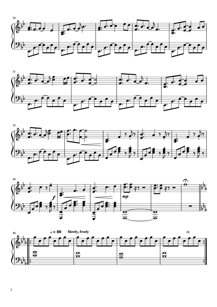 Page 2 of the piano sheet music PDF Piano – SR388 Piano by Torbjørn Brandrud